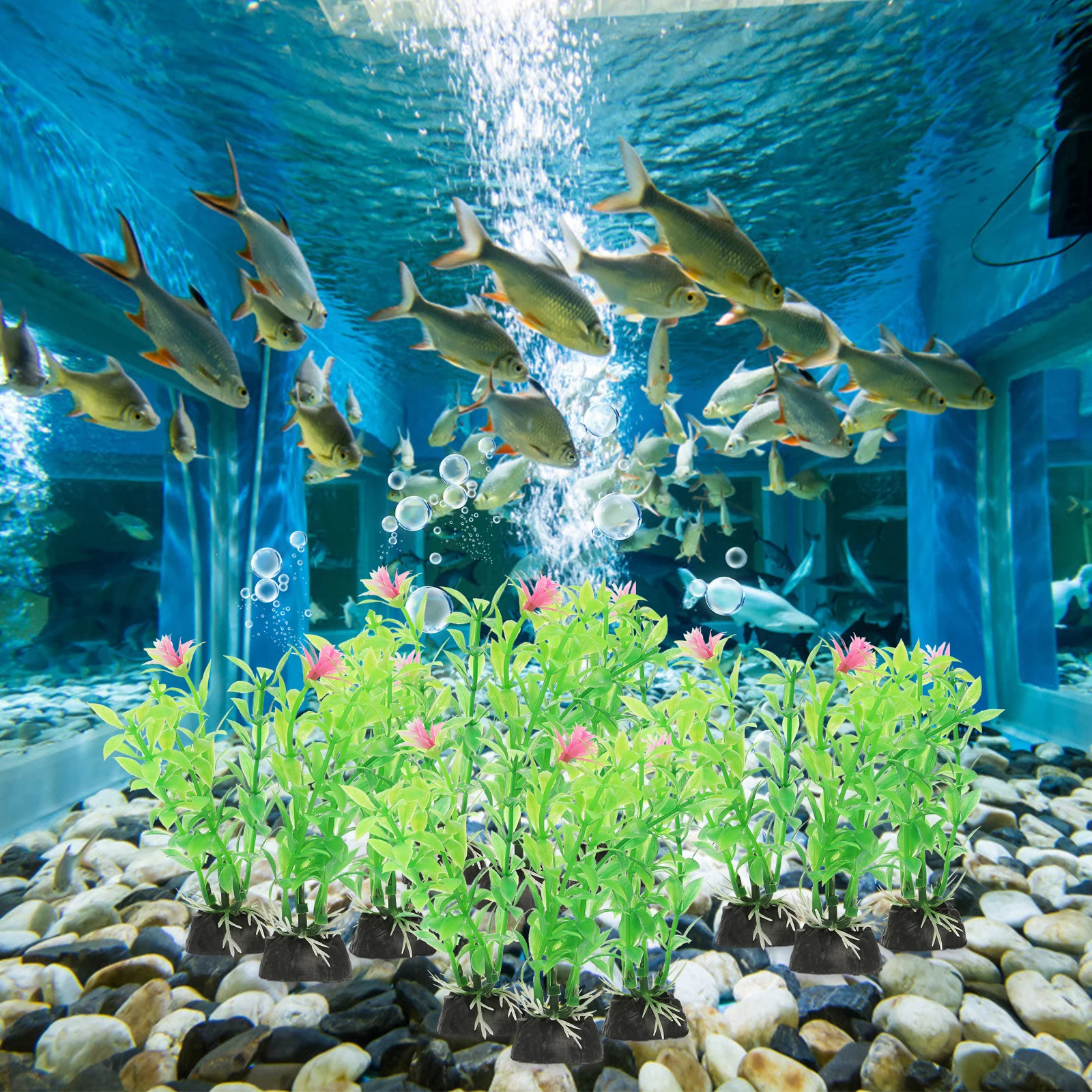

20 Pcs for Fish Tank Household Aquarium Plant Decor Realistic Fake Grass Aquarium Decor Safe Vivid Home Pet Supplies