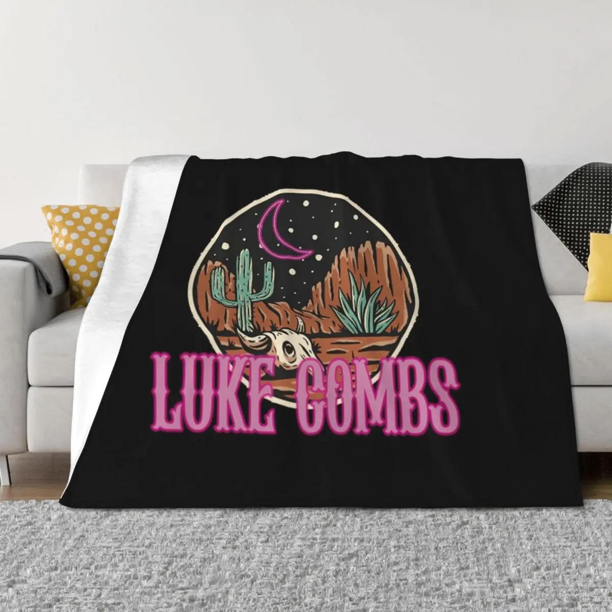 

Luke Combs Music Neon Country Throw Blanket wednesday Thin Sofa Quilt Retros Blankets