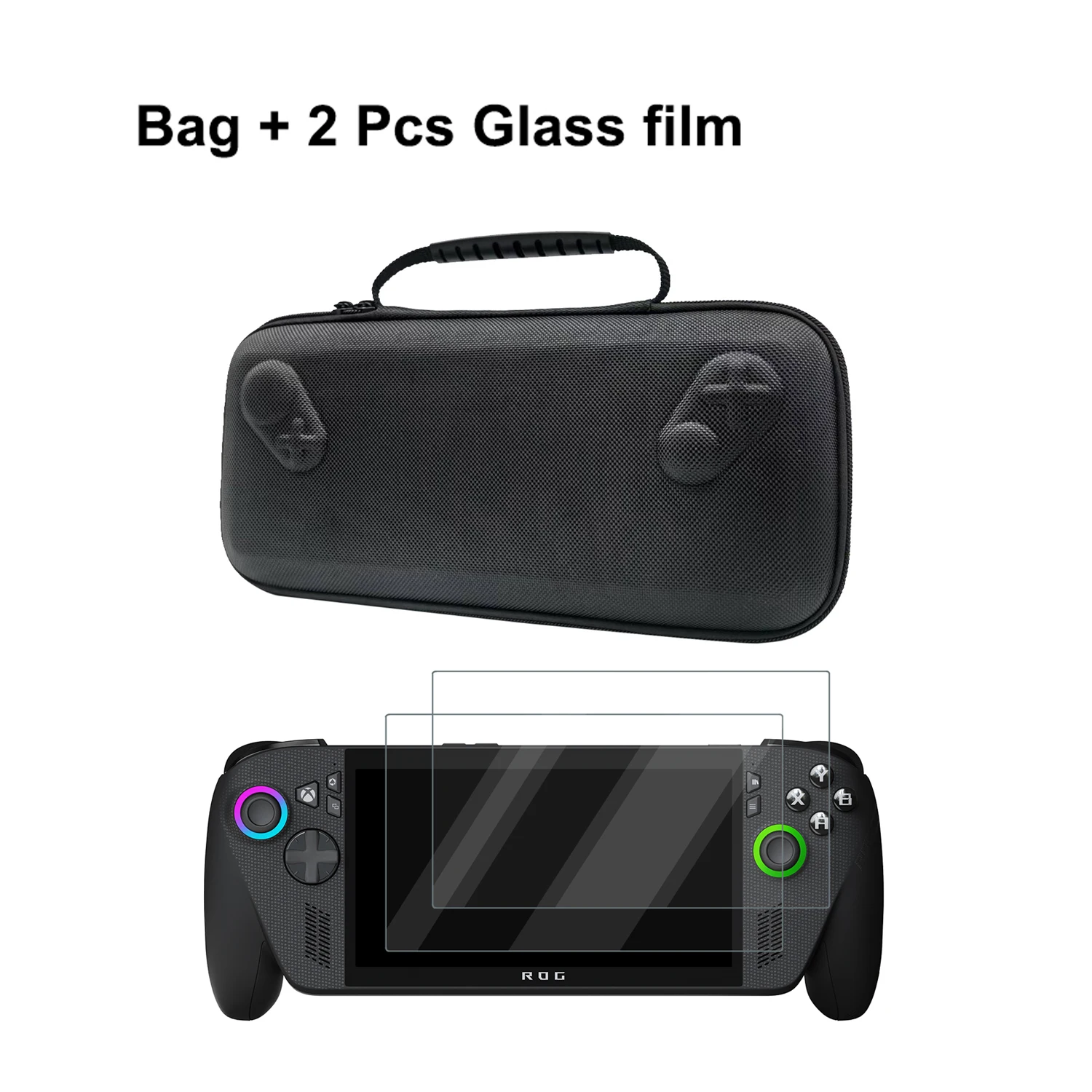 収納バッグ-rog-xbox-ally-x-用強化ガラス-2-枚、rog-xbox-ally-x-用傷防止-hd-スクリーンプロテクター、キャリングバッグケース
