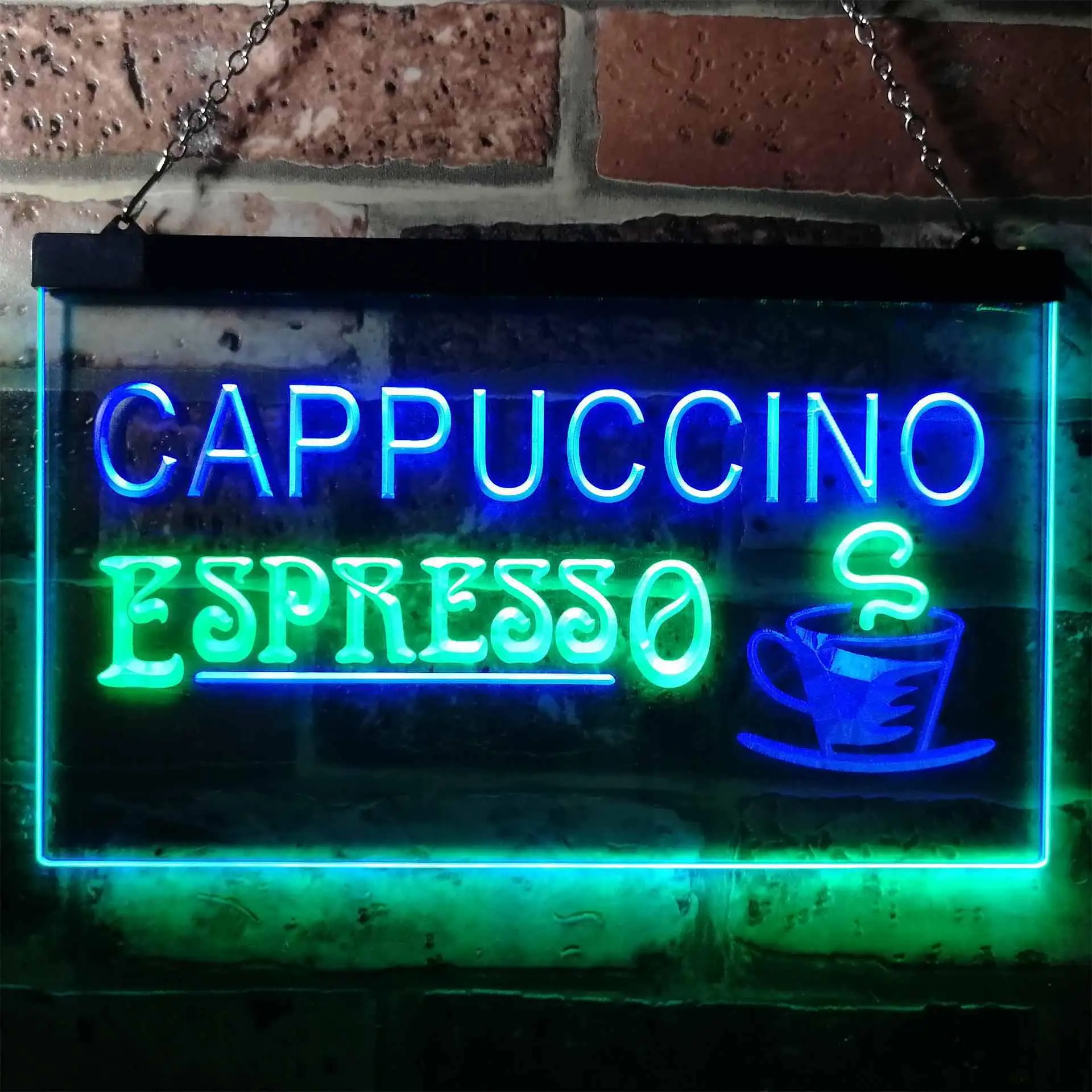 

Cappuccino Espresso. Hot Coffee Cafe Dual Color Led Neon Sign st6-i0317