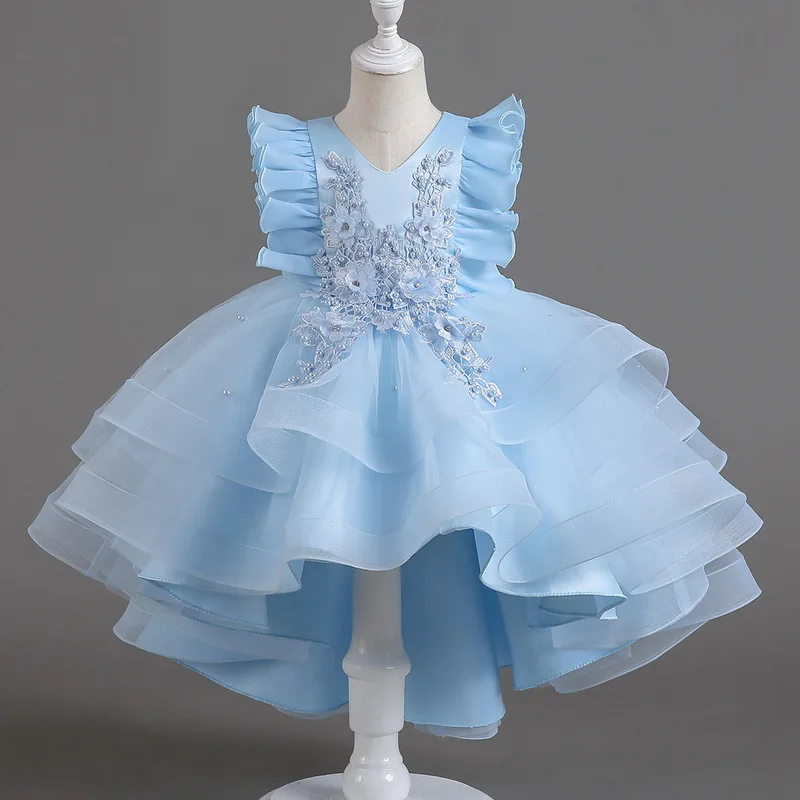 Hot Selling Children's Princess Dress Elegant High-end Wedding Fluffy Flower Girl Performance Ball Gown Frocks Vestidos De Festa