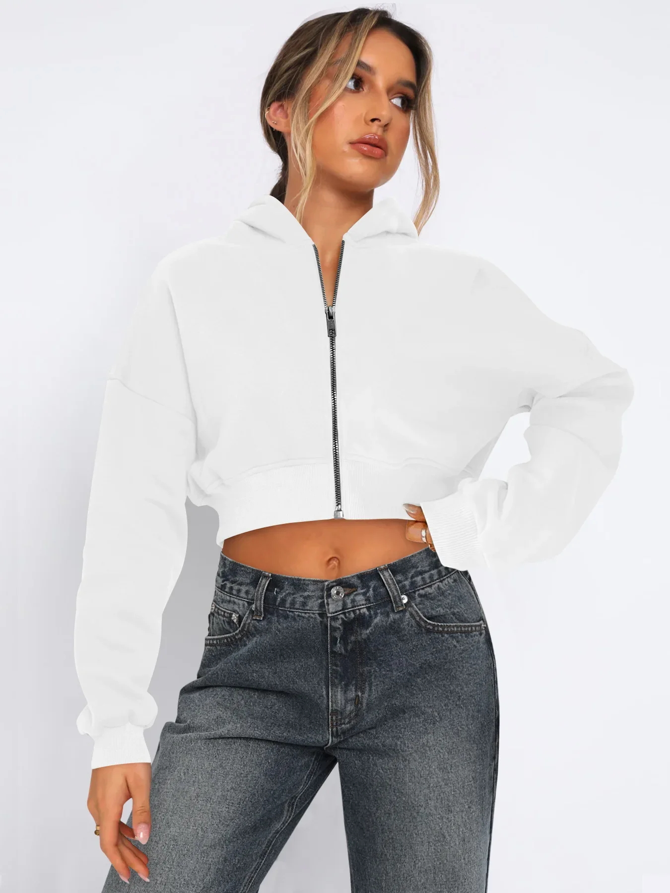 2025 Fall Winter New Arrival Women's Long-Sleeve Hoodie Zip-Up Cardigan Hooded Casual Jacket for Women Y2k Clothing Tops