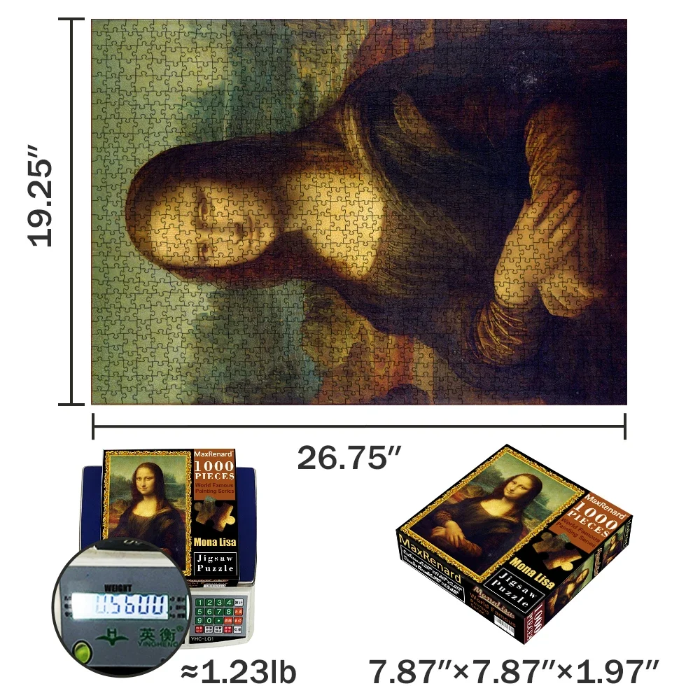 MaxRenard Jigsaw Puzzle 1000 Pieces for Adult Mona Lisa Famous Painting Toy Environmentally Friendly Paper Christmas Gift Toy