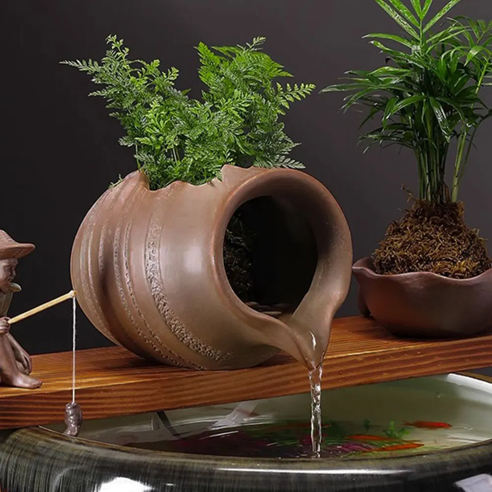 

Circulating Water Clay Pot Ceramic Fountain Decor Landscape Waterfall Courtyard nament Outdoor Indoor Nozzle Fish