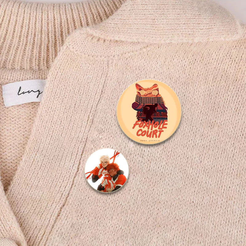 Anime The Foxhole Court Pins Round Cartoon Badge Handmade Tinplate Brooches Breastpin for Backpack Clothes Gifts Accessory