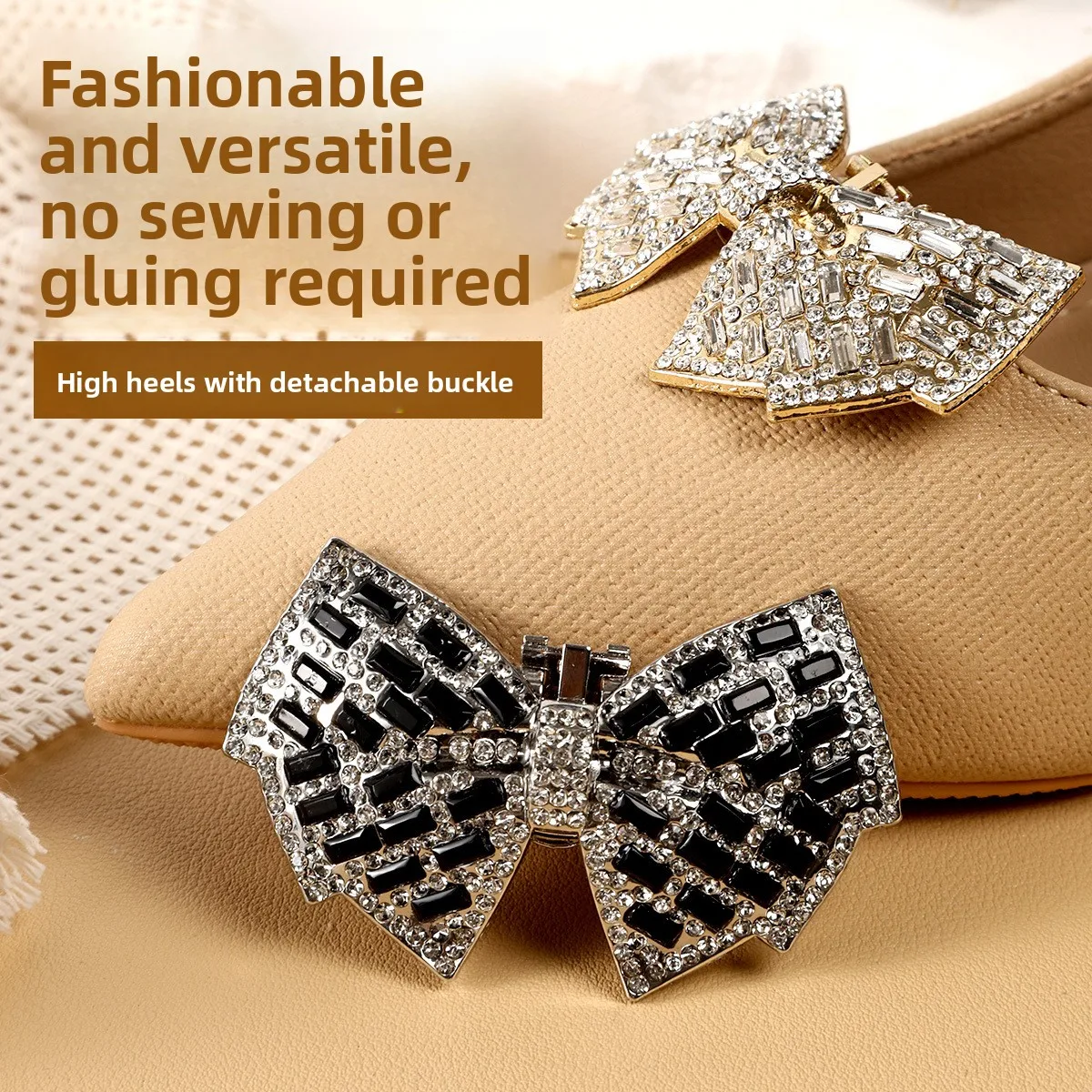 1PC Shiny Crystal Shoes Decorations Clip Women High Heel Rhinestone Charm Buckle Bag Pendant Brooch Wedding Bride Accessories