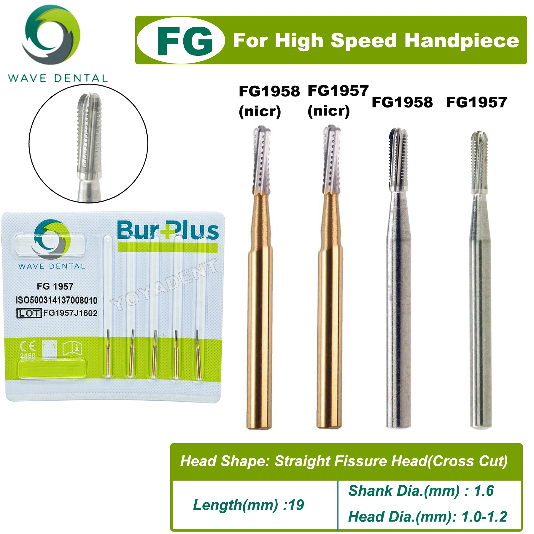 

WAVE FG Dental Burs Dental Tungsten Carbide Bur Steel Carbide Metal Cutting Burs Drill Dia.1.6mm Dentist Tools