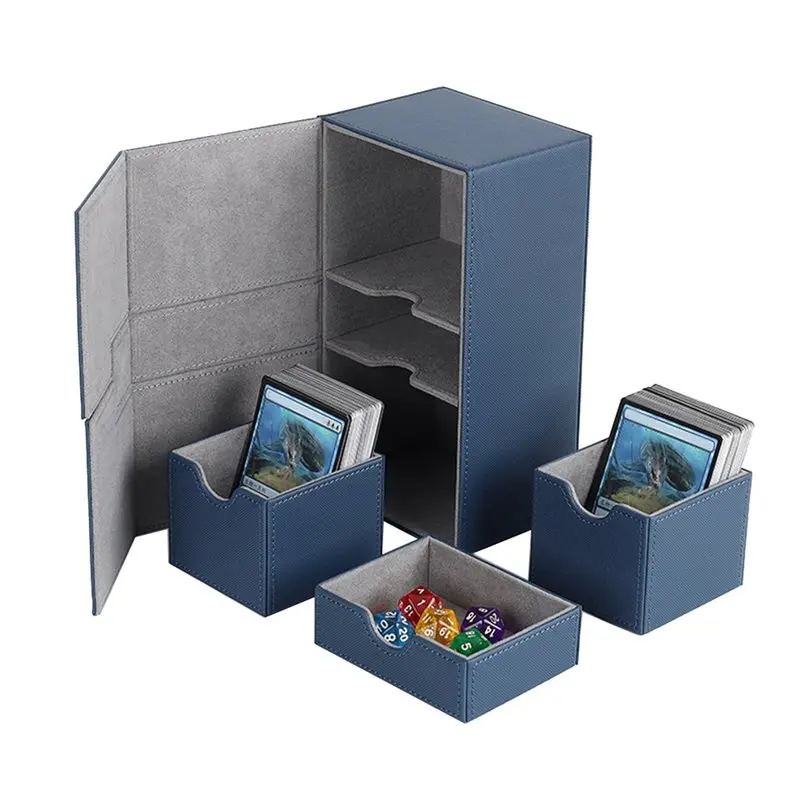 My Home 2X Multifunction Case Container Card Box Card Protector Card Deck Boxes Holds 200+ Card Carrying Organiser Case,Blue