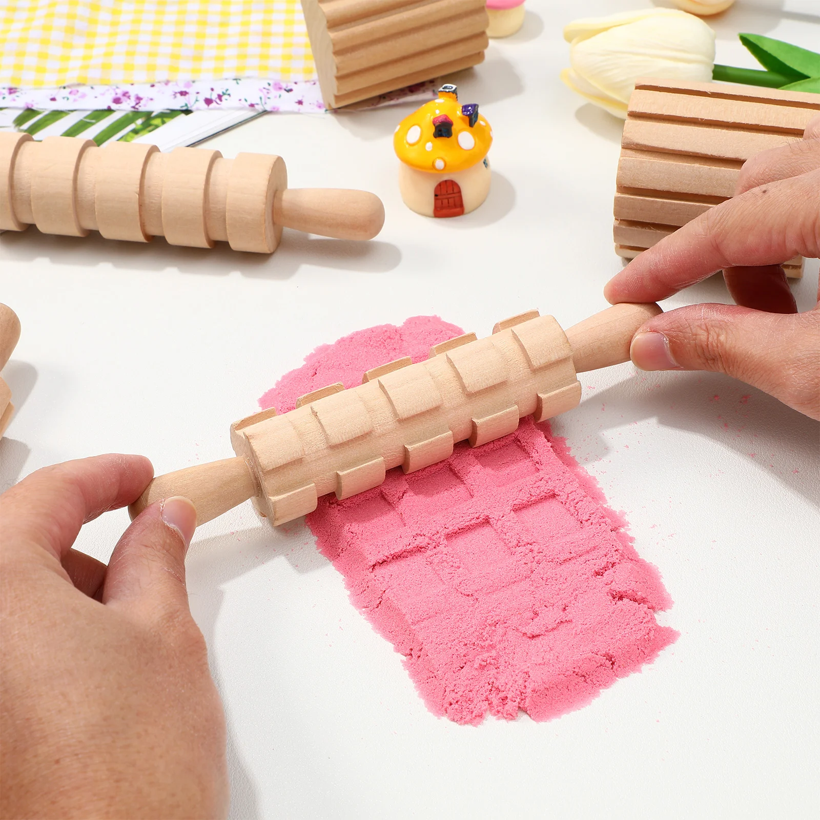 Plasticine Clay Tools Toddler Toy Textured Rolling Pins for Wooden Air Dry Kids Pottery Sculpting