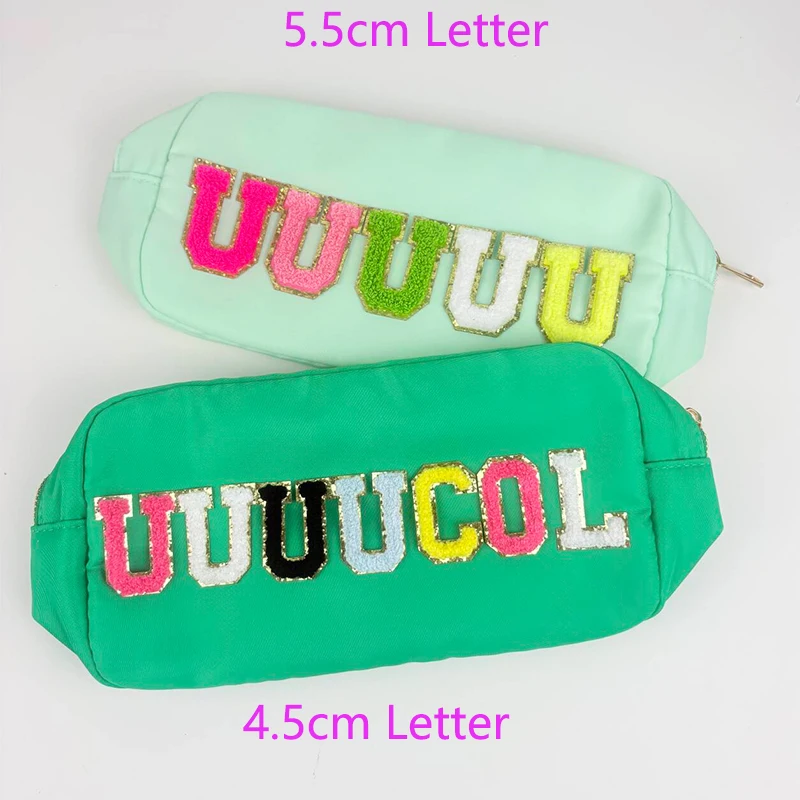 5.5cm Self-adhesive DIY Alphabet Stickers Chenille Patches Glitter Embroidered letter Patch English Letter For Bag Clothing Hat