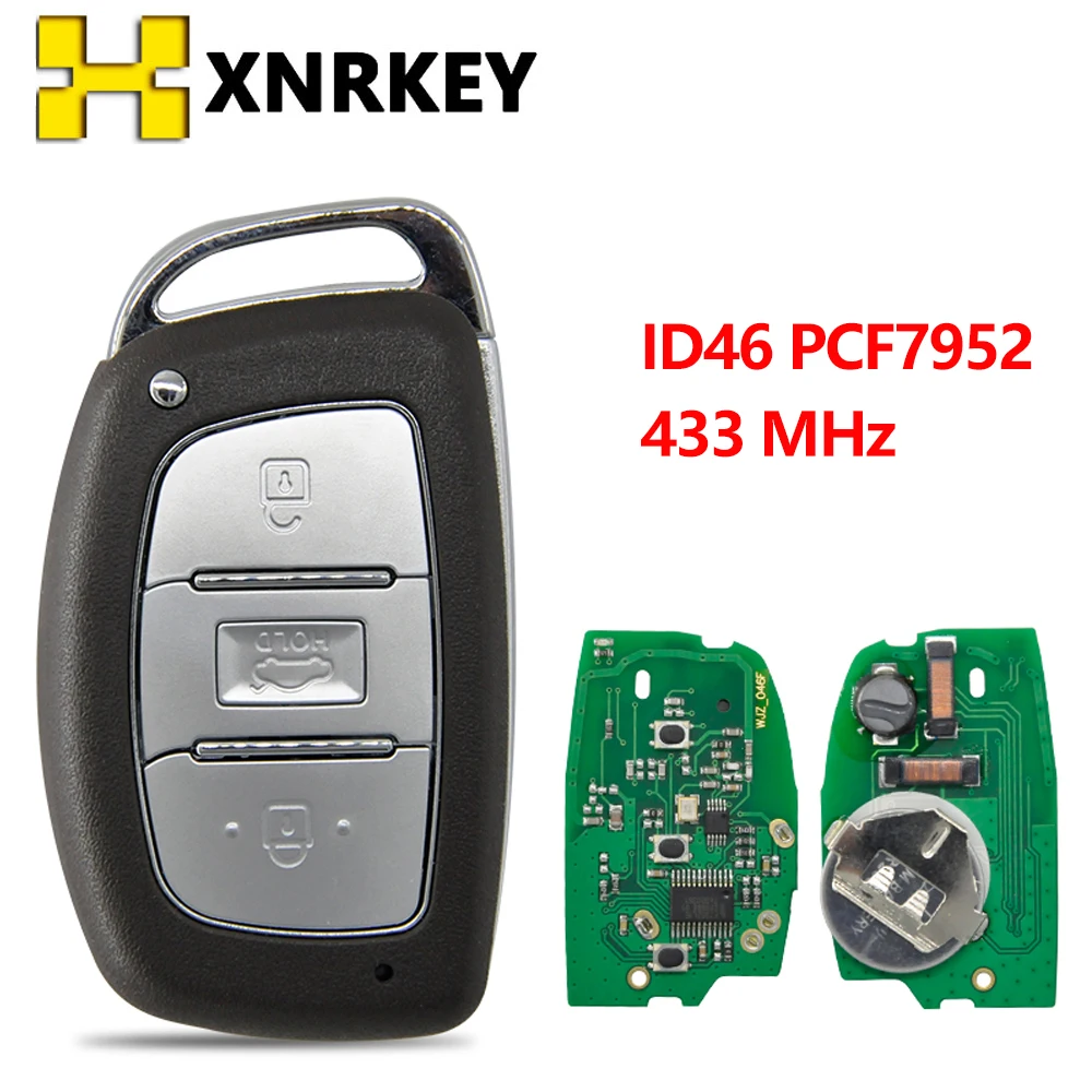 XNRKEY Replace Car Remote Control Key For Hyundai Elantra ID46 PCF7952 Chip 433MHz Keyless Entry