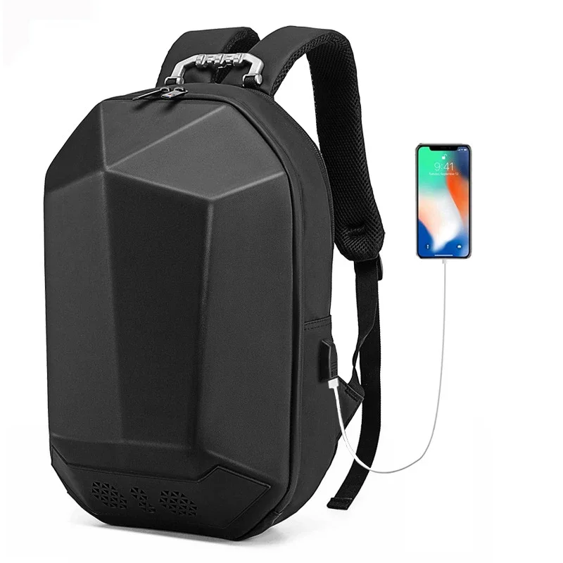 Men's Backpack EVA Stylized Computer Backpack Outdoor Riding Hard Shell Helmet Bag Men's Travel Sports Music Double Backpack