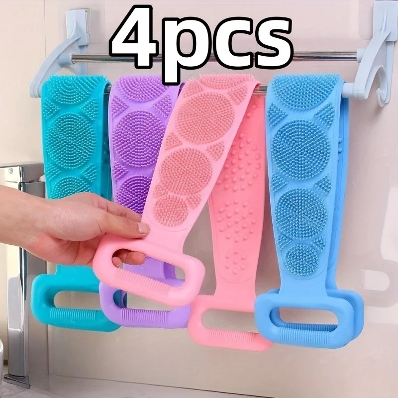 4 Pcs Body Sponge Kit Silicone Bath Brush Scrubber Back Massager Shower Scrub Set
