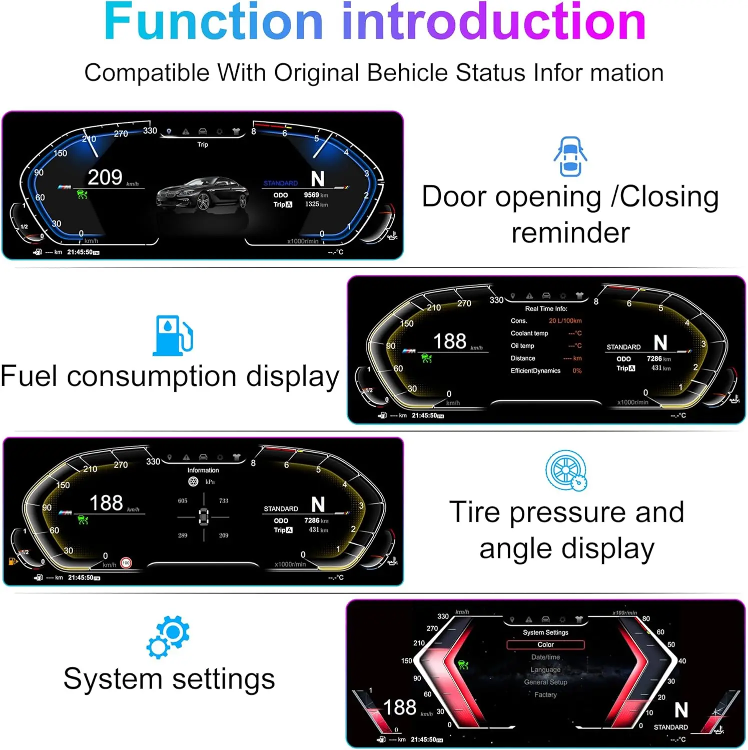 12.3"Cluster Digital Dashboard For BMW X5 E70 X6 E71 2006-2013 Odometer, Speedometer, Dashboard Plug-and-Play - Image 5