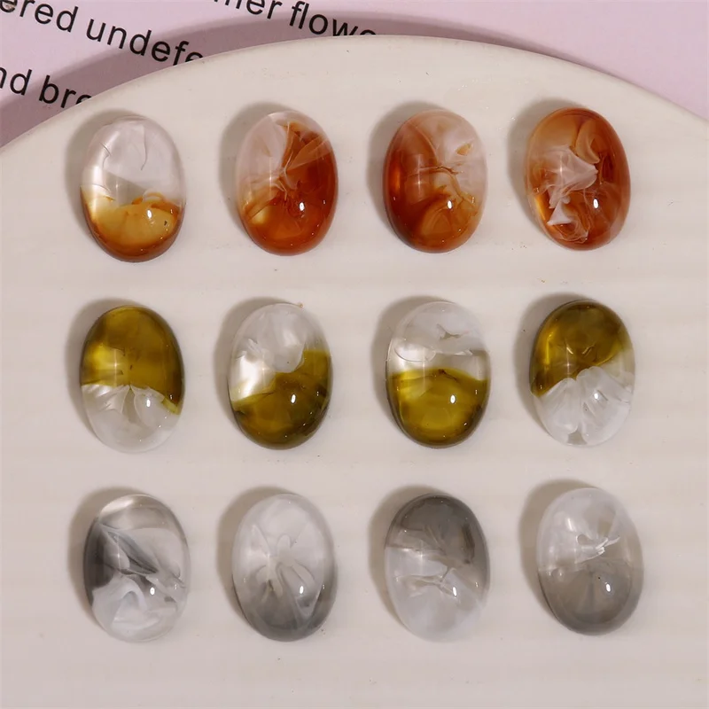 Wholesale 100pcs/lot color print cartoon ovals shape resin cabochon beads diy jewelry garment/hair accessory