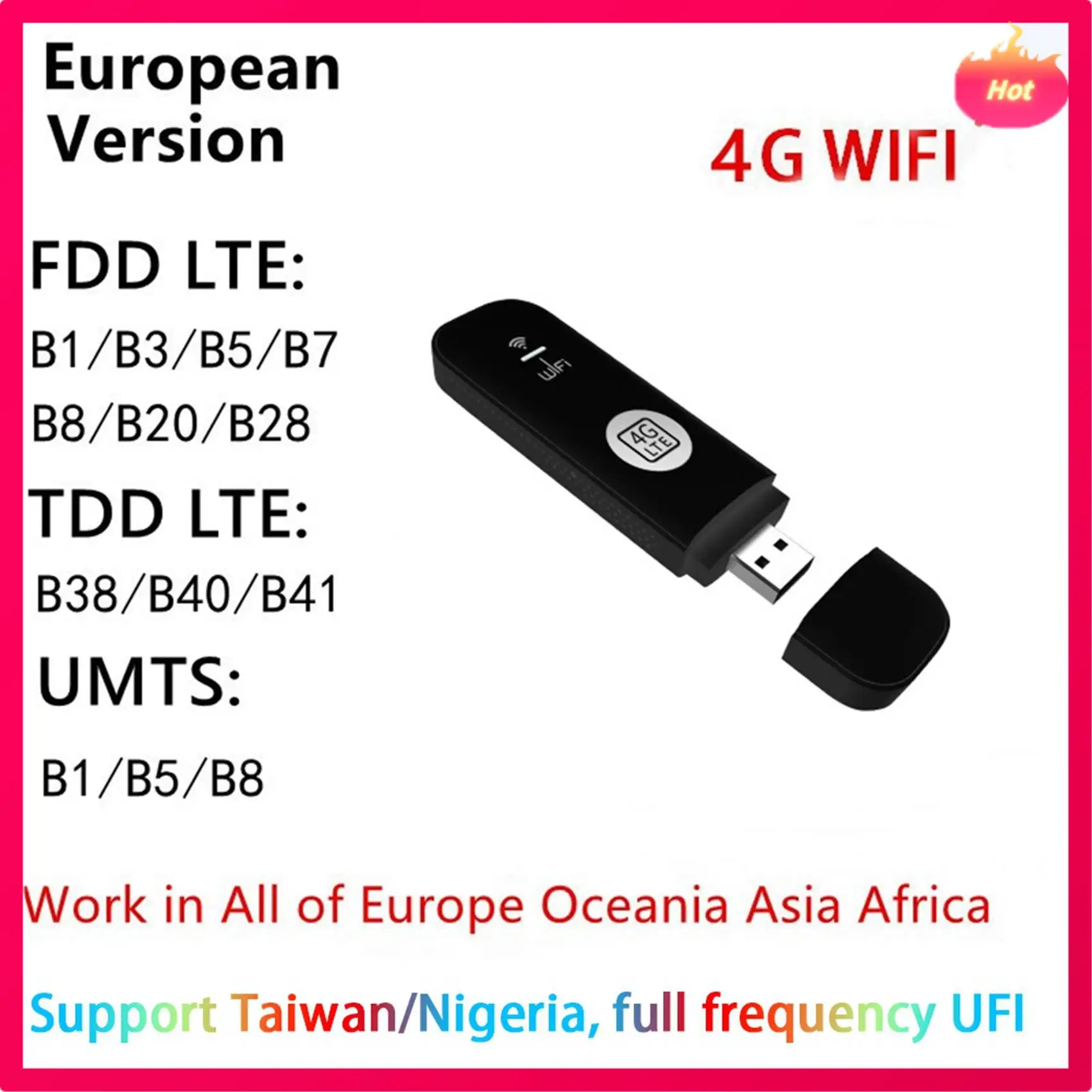 AYHF 2X 4G USB WIFI Modem 150Mbps With SIM Card Slot 4G LTE Car Wireless Wifi Router USB Dongle Support B28 European Band
