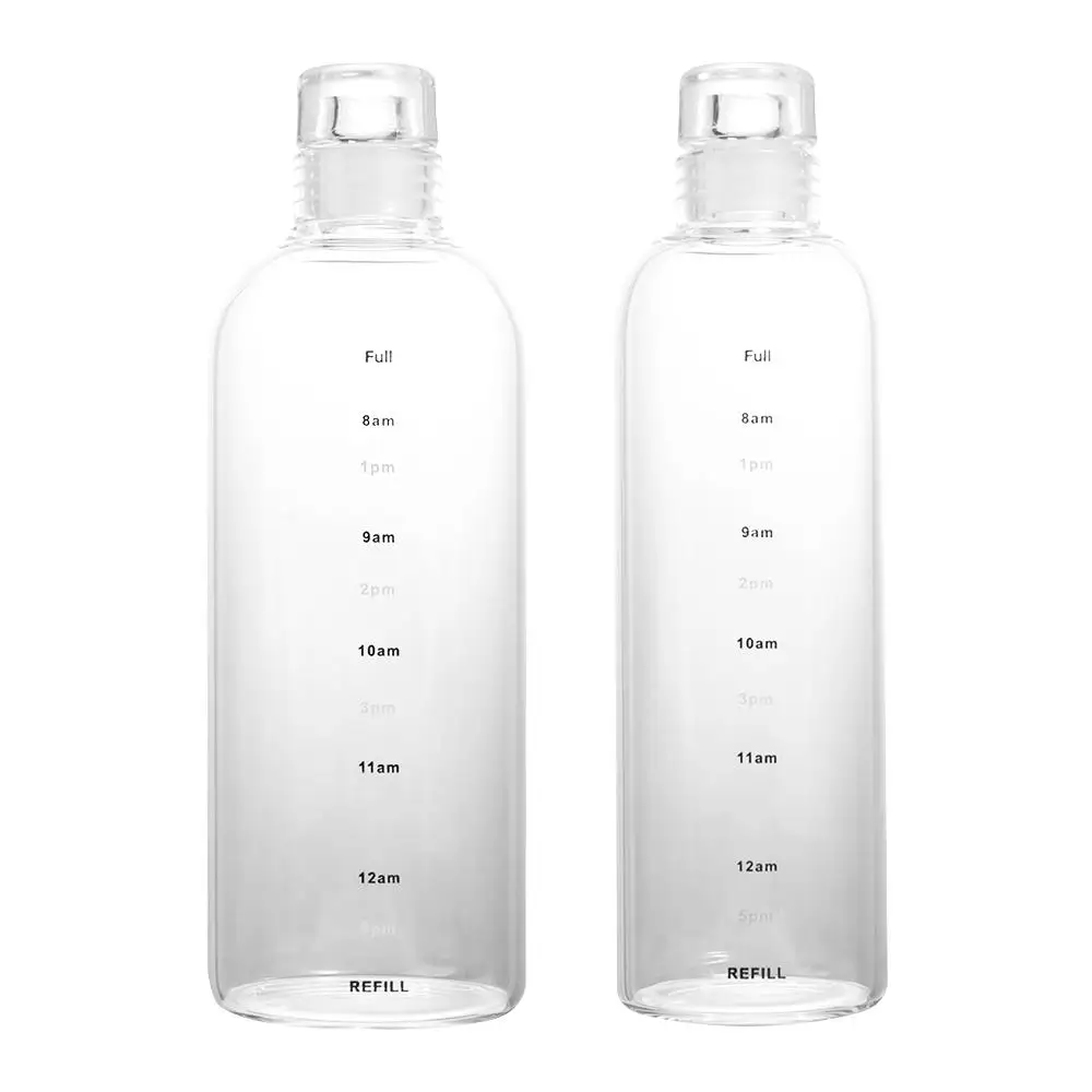 With Time Marker Juice Milk Tea Cup Transparent Durable Sealing Lid Drinking Cup Water Bottle Glass Water Cup Coffee Mugs