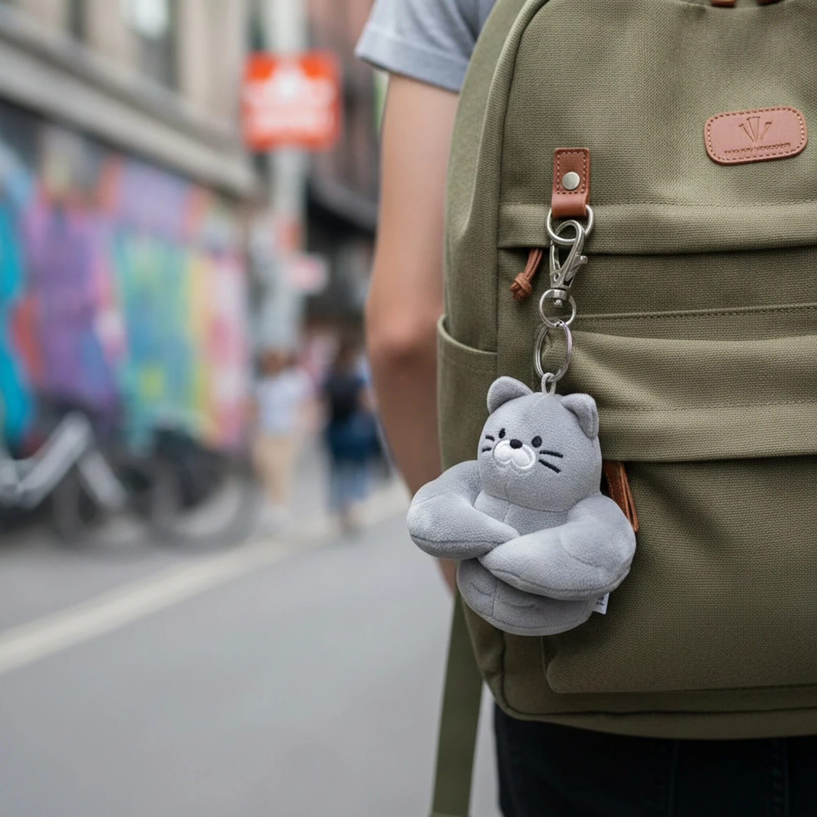 Soft Fabric Cat Charm Mini Soft Fabric Cat Keychain Soft Eye-Catching for Students, Backpack, Keys