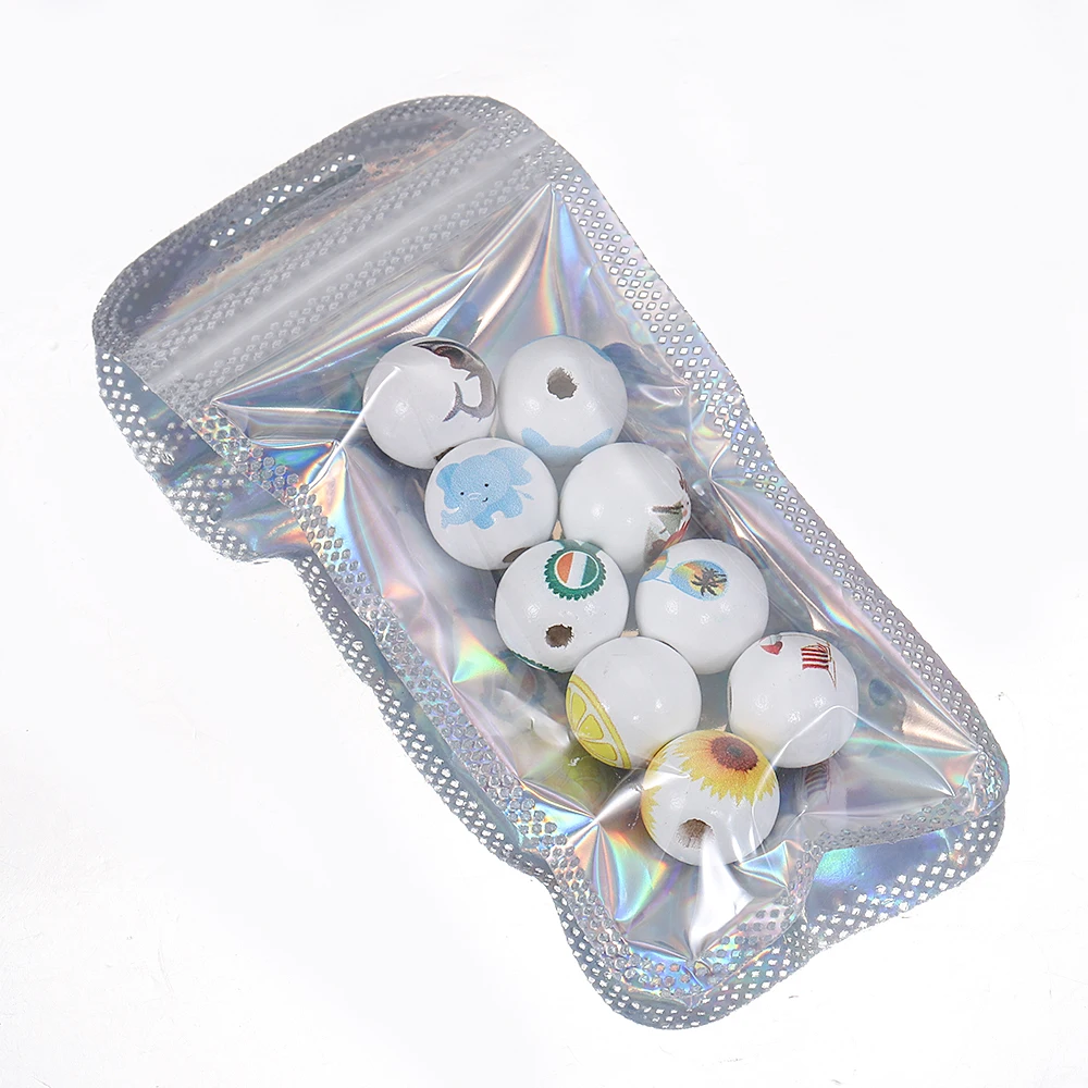 50pcs/lot Thick Laser packaging bag Flat Bath Salt Cosmetic Bag One Side Clear Holographic Mini Aluminum Foil Zip Lock Bags