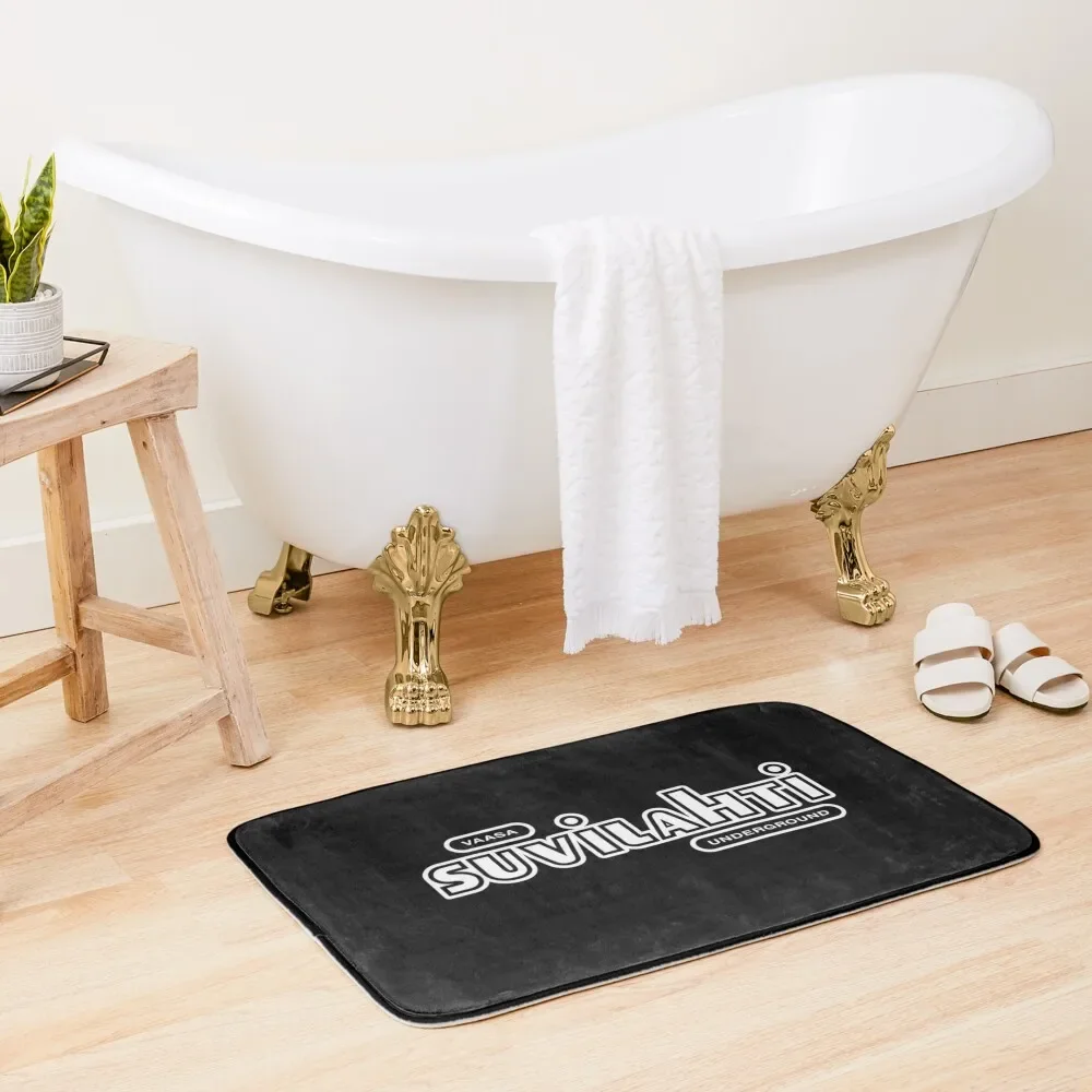 

Vaasa Suvilahti Underground (valkoinen teksti) Bath Mat DoorEntrance Door Bathroom Gadgets Mat