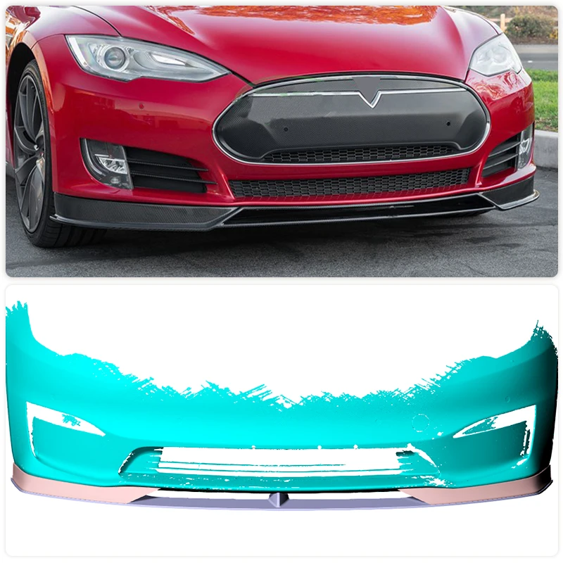 Carbon Fiber Car Front Bumper Lip Spoiler for Tesla Model S Plaid Sedan 4-Door 2021-2023 Front Lip Chin Apron Guard Body Kits