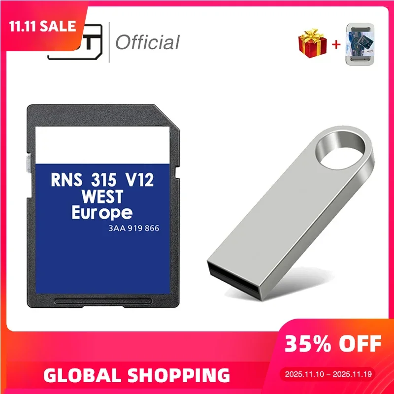 

8GB Memory Card for VW RNS 315 Car GPS Navigation 3AA 919 866 Plus Map SD Europen West Navi Card SMIOST One Day Shipping