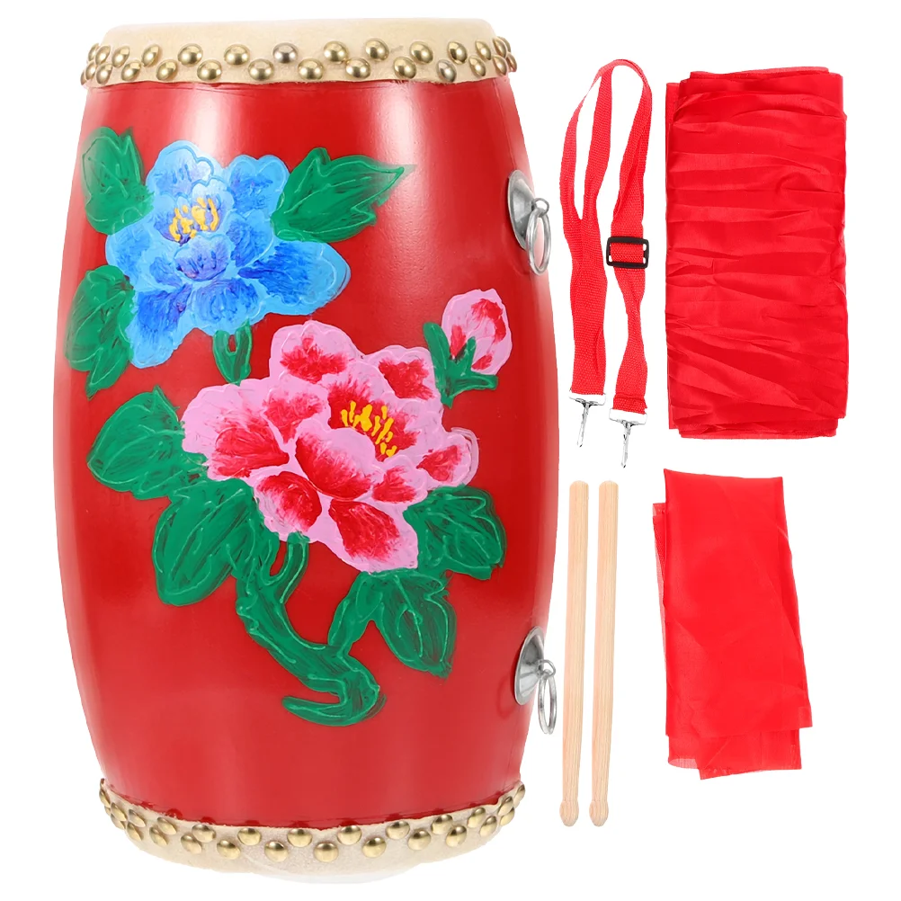 

1 Set 14cm Wooden Waist Drum Adult Student Percussion Instrument Drumsticks Headband Musical for Performance