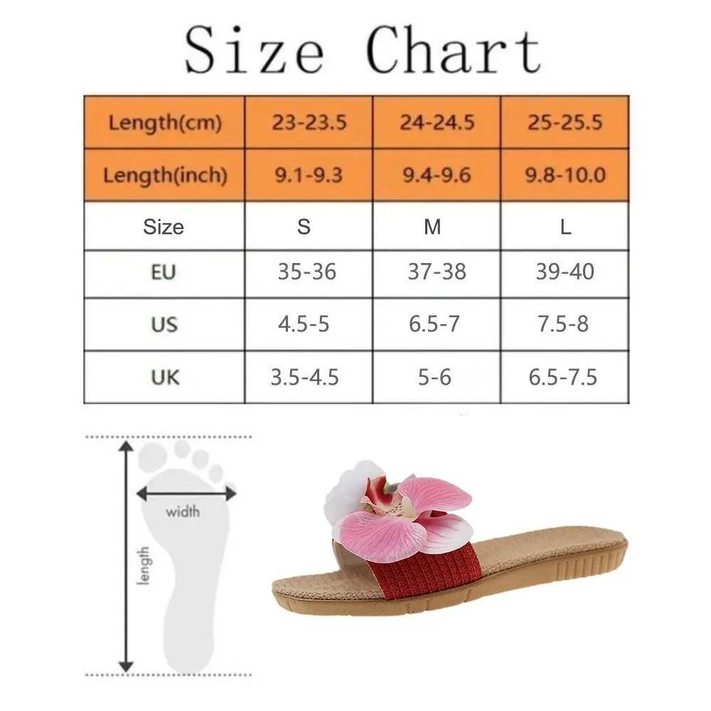 موضة لينة زهرة الكتان النعال شقة اللؤلؤ العثة الأوركيد الصنادل عدم الانزلاق أحذية فراشة الأوركيد النعال داخلي في الهواء الطلق #6