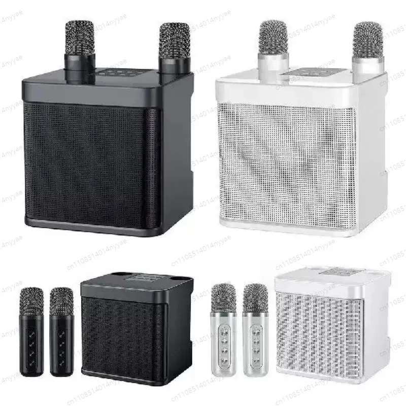 Portable Dual Microphone Karaoke Machine Wireless Bluetooth Speaker for Adult Kids Home KTV System HIFI Stereo Boombox for Party