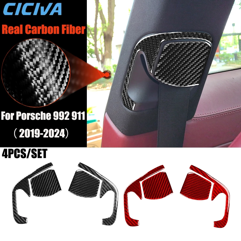 

Автомобильные аксессуары из углеродного волокна, ремни переднего сиденья, декоративная модифицированная внутренняя отделка, мягкая наклейка для Porsche 911 992 2019-2024