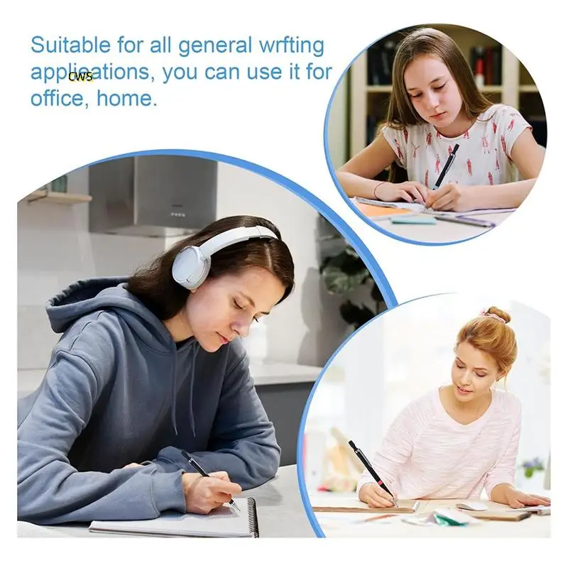 مجموعة أقلام رصاص ميكانيكية 4 قطع مع عبوات 52 HB (0.3، 0.5، 0.7، 0.9 مم)، أقلام رصاص أوتوماتيكية مع ممحاة 2 للرسم