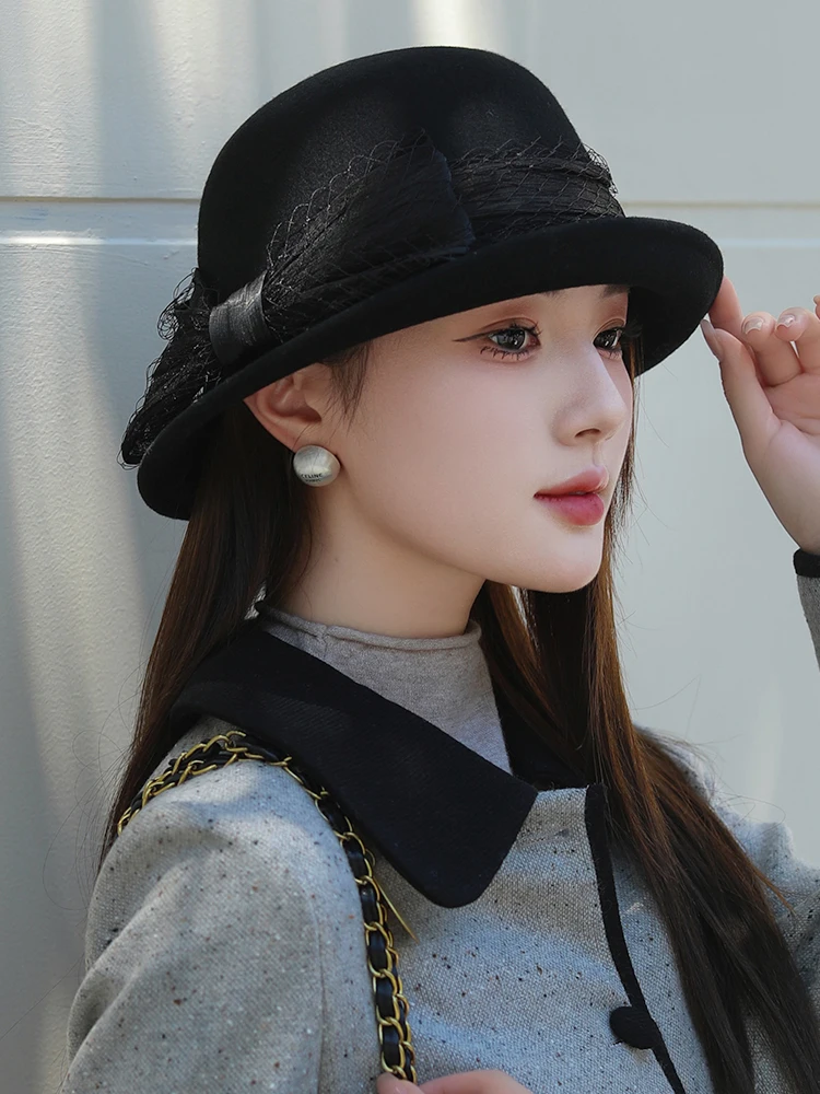 blue-poem-dream-women's-woolen-fisherman-hat-large-circumference-fashionable-trendy-autumn-winter-cap-ethnic-elegant-artistic