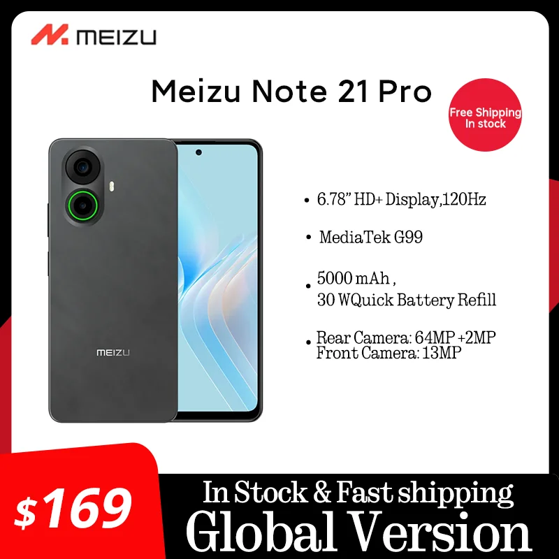 Global Version Meizu Note 21 Pro Smartphone 64MP Main Rear Camera 5000mAh Battery 6.78