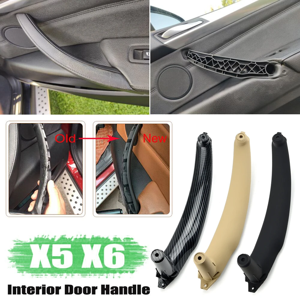 Car Front Rear Interior Door Handle Inner Panel Pull Trim Fit For BMW E70 E71 X5 X6 2007-2014 LHD