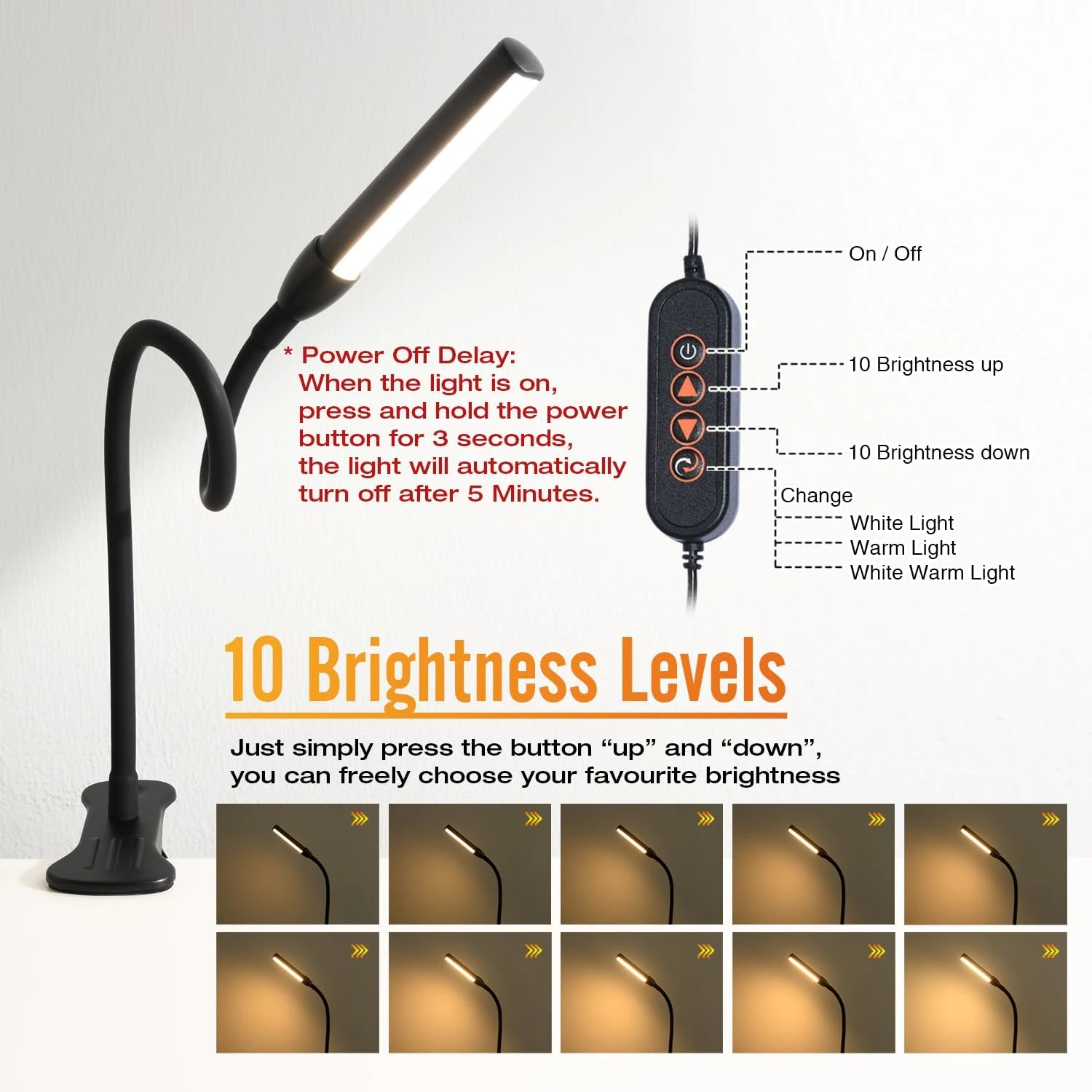 Bright and Cozy Comfortable Clip-On Reading Light - Ensure Extended Eye Protection and Comfort with 10 Adjustable Illumination M