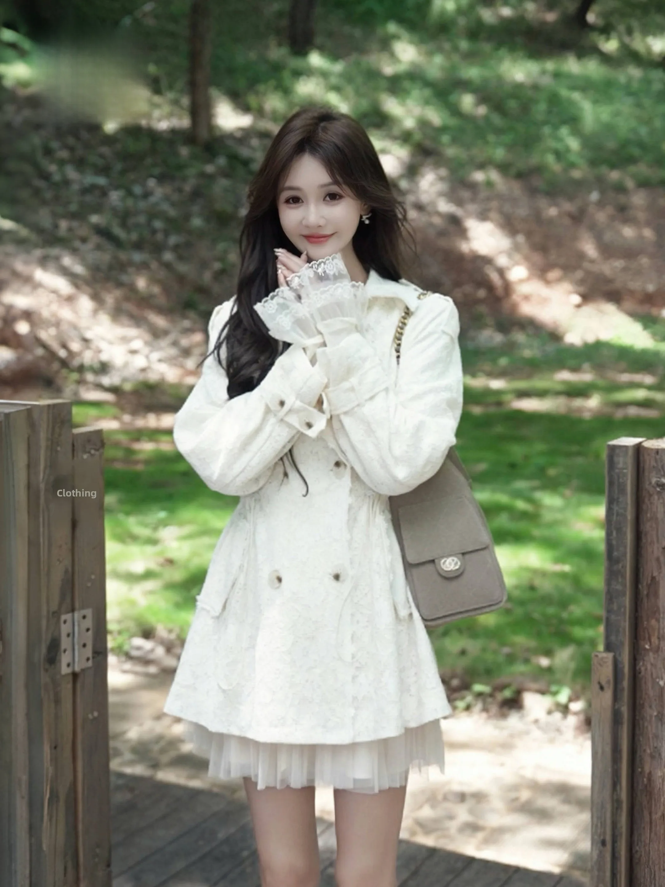 

Annelily универсальное кружевное ажурное дизайнерское осеннее новое женское пальто с короткими рукавами, теплое, грушевидное, подходит для V-Ne, цвет на пуговицах