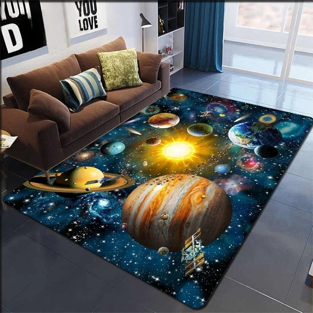 3D Solar System Carpet for Kids Room Space Planet Carpets Children's Bedroom Anti-slip Mat Home Decoration Play Crawling Mats