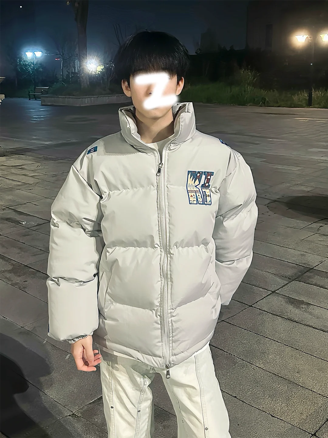 

Retro American Embroidered Letter Stand Collar Thiened Cotton Jaet for Men Trendy Couple Oversize Winter Warm Coat