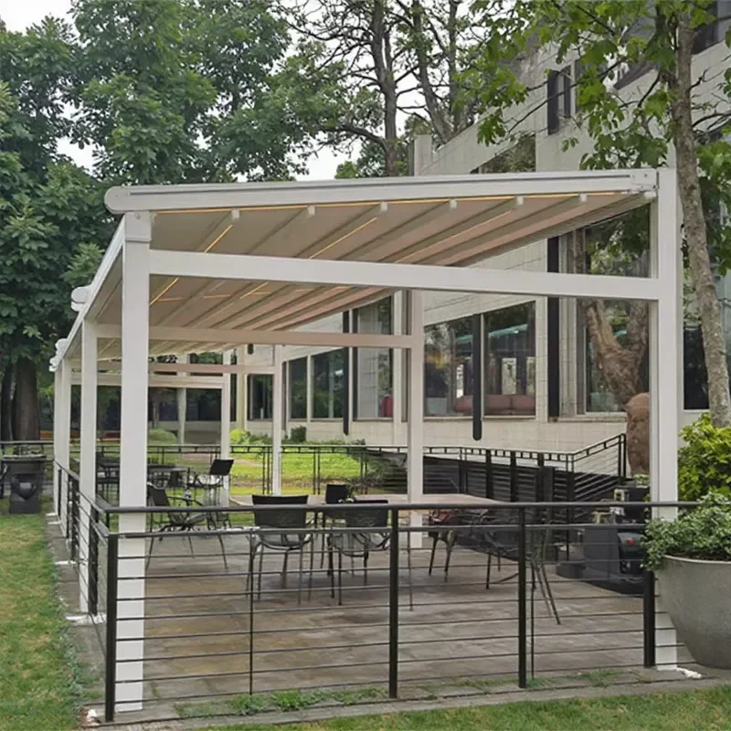 Wholesale Amas PVC Folding Retractable Pergola Roof Motorized Patio Canopy Shade for Garden Gazebo Waterproof Retractable