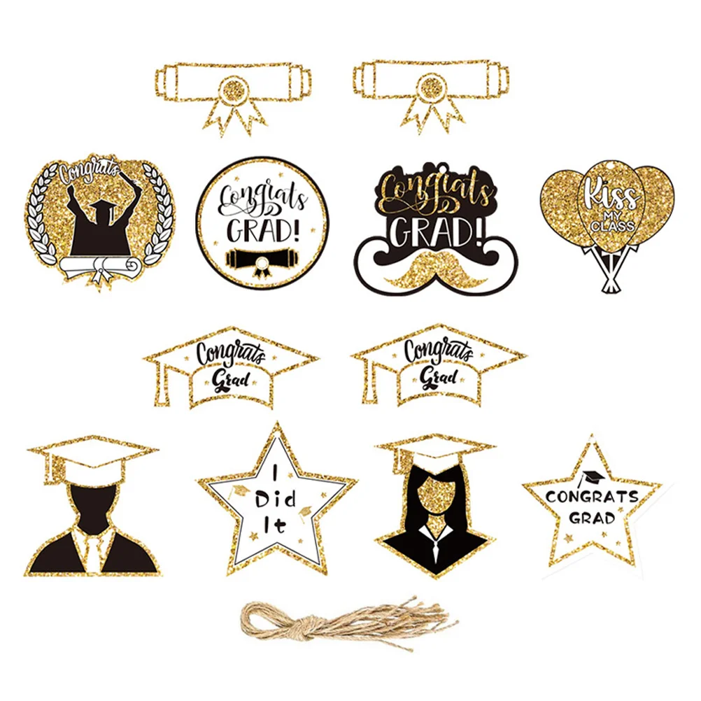 

1Set Graduation Paper Hanging Decor Graduation 2024 Party Supplies Paper Cutouts Photo Booth Prop Yard Hanging Sign
