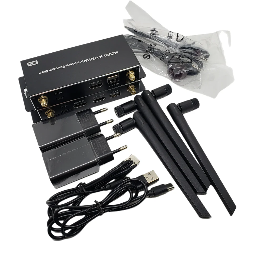 Bezprzewodowy przedłużacz HDMI KVM 4K 200m, bezprzewodowy transmisyjnik i odbiornik audio-wideo HDMI USB KVM