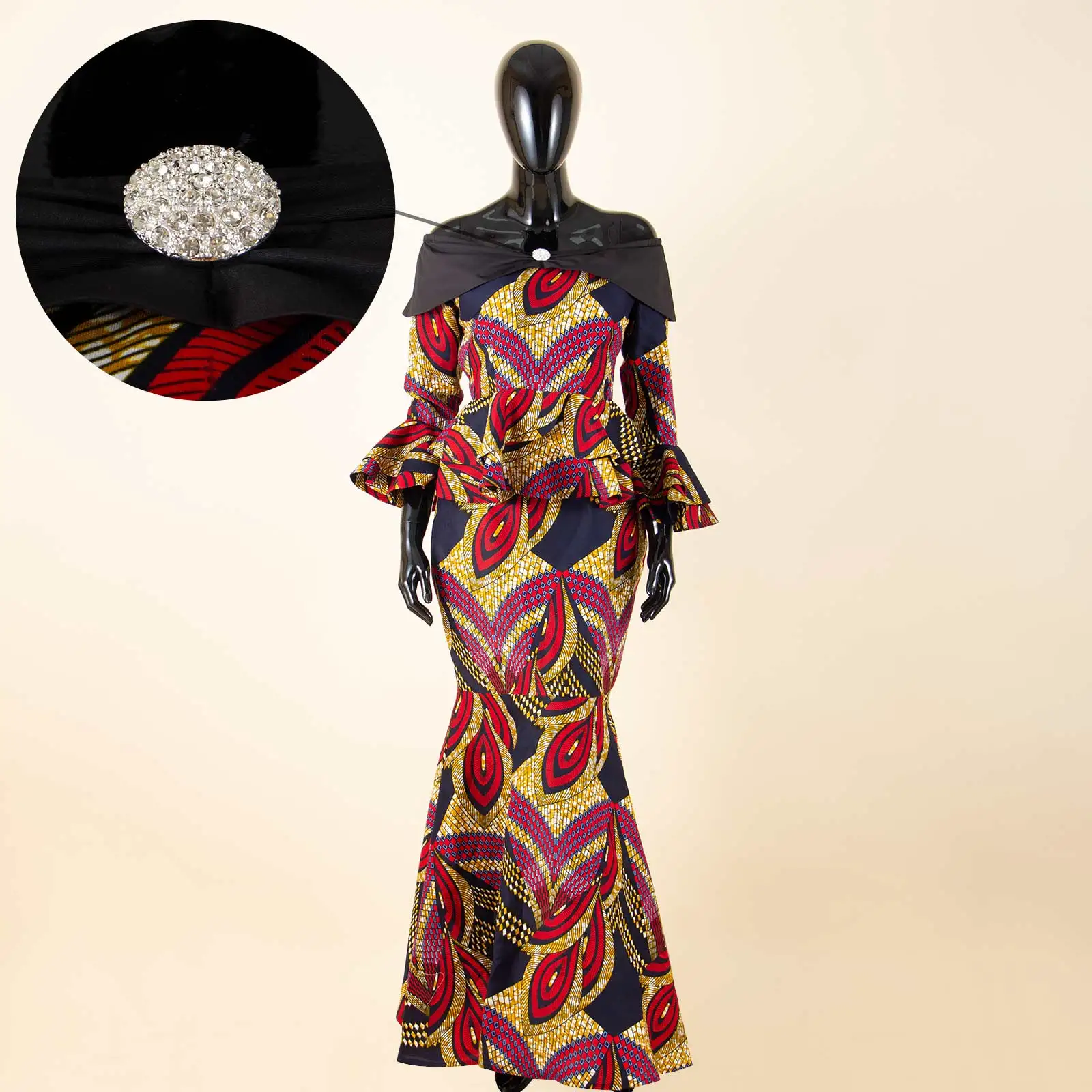 African Clothes for Women Flare Sleeve Shirts and High Waist Skirts Set Print Outfits Elegant Attire Dashiki Outfits 2526039