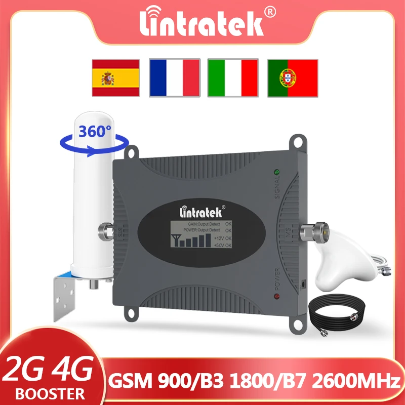 Lintratek 4G усилитель сотовой связи GSM 900MHz DCS 1800MHz LTE 2600MHz 2G 3G 4G ретранслятор сигнала Мобильный телефон усилитель