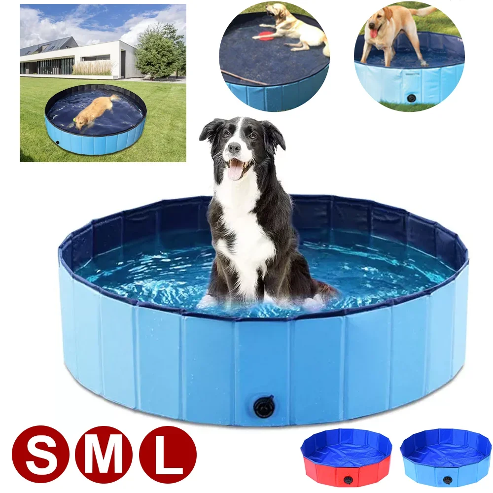 

Dog summer cooling pool Pet Pool Foldable Dog Bath Swimming Pool With Drain valve Outdoor Dog Bathing basin Pet bath supplies