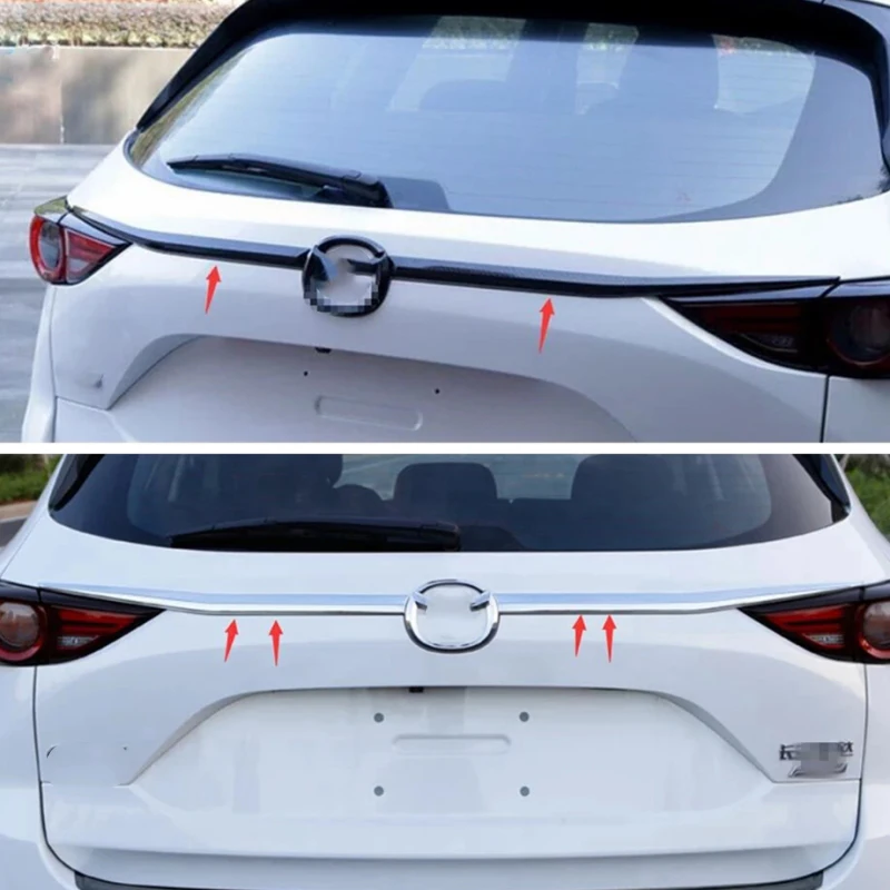 

For Mazda CX-5 CX5 2017 - 2021 carbonfiber Rear Trunk Lid Cover Tailgate Boot Back Door Trim Molding Garnish Strip Protector