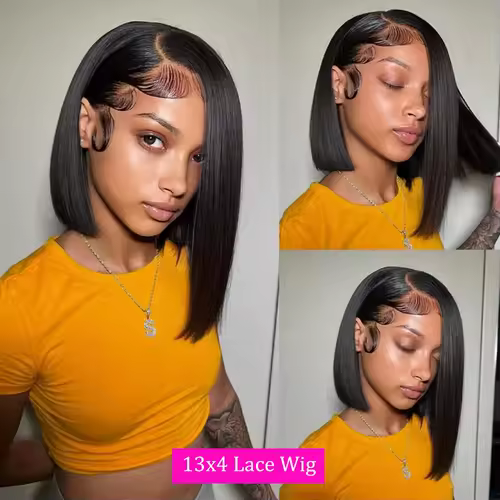 Bob Wig Human Hair 13x4 Hd Lace Front Human Hair Wigs For Black Women Glueless Lace Front Wigs Pre Plucked Pre Cut Straight Bob - Image 3