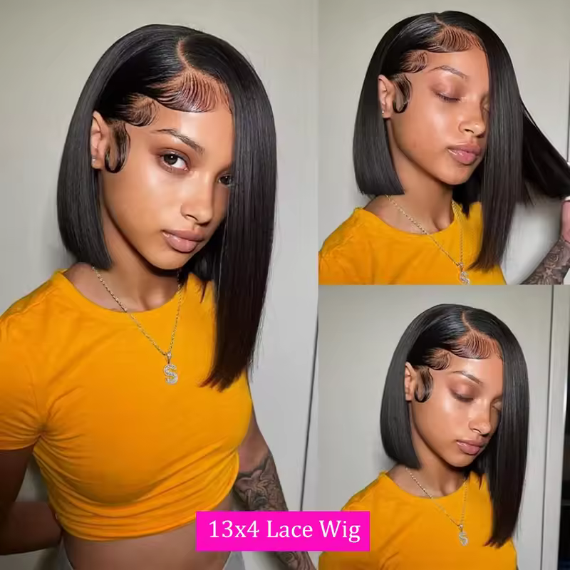 Bob Wig Human Hair 13x4 Hd Lace Front Human Hair Wigs For Black Women Glueless Lace Front Wigs Pre Plucked Pre Cut Straight Bob - Image 3