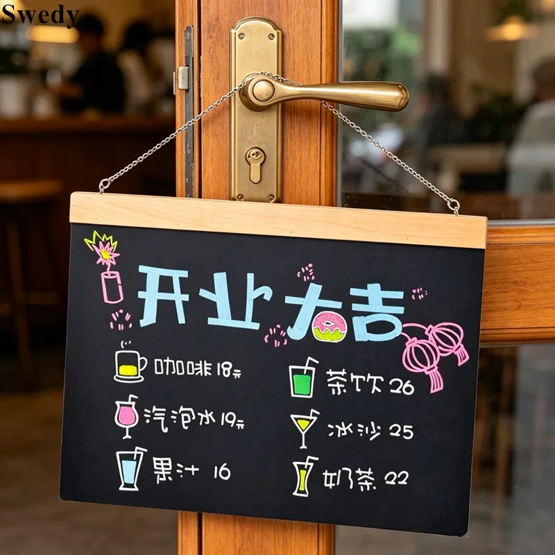 3 Pieces A4 Wood Framed Hanging Blackboard Reusable Chalk Board Sign Message Plaque For Bar Bakery Price List Board