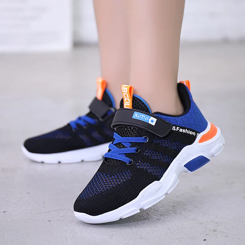 Summer Kids Boys Sneakers Black Breathable Mesh Lightweight School Sports 8-12 years old Tennis 10-14 Non-leather Casual shoes