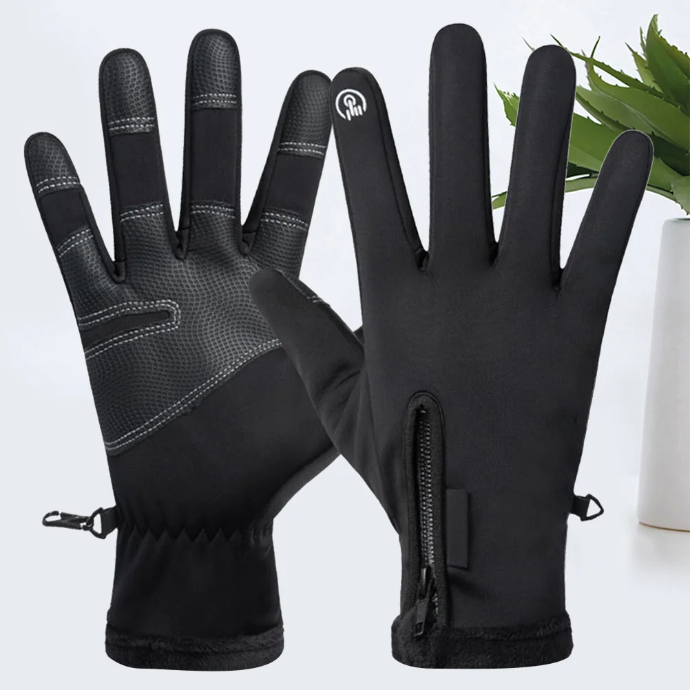 

1Pair Winter Warm Riding Gloves Black Xxl Windproof Waterproof Touch Screen Mountain Bike Outdoor Gloves Bicycling Mitten